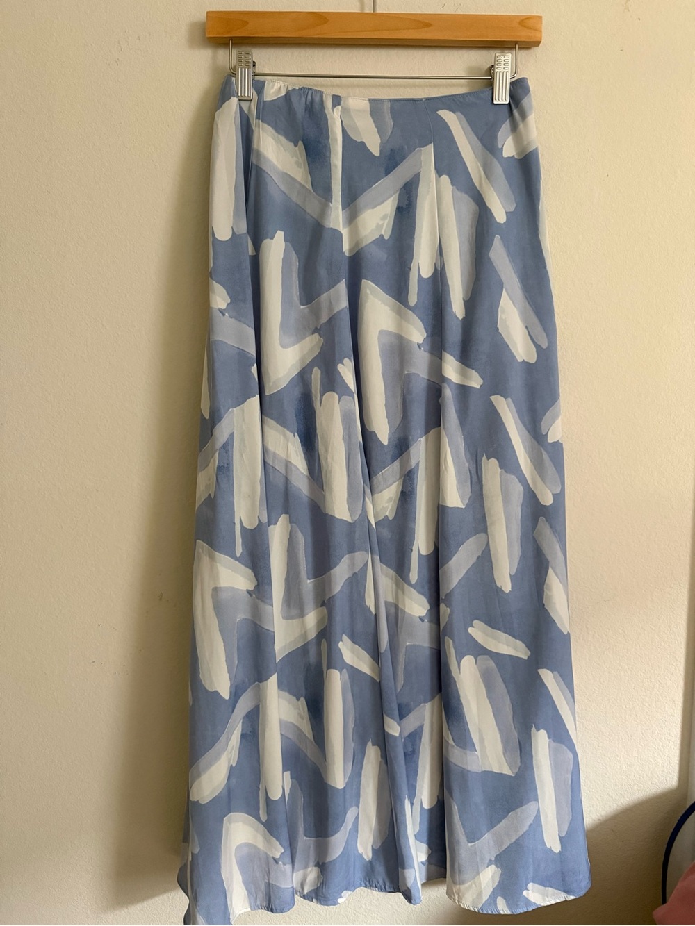 Blue and White Abstract Print Maxi Skirt